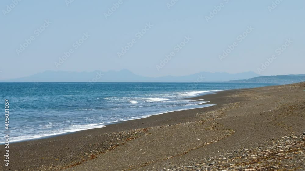 Clear blue sky and blue sea. (Sea of Okhotsk) Clear blue sky and blue sea. (Sea of Okhotsk)