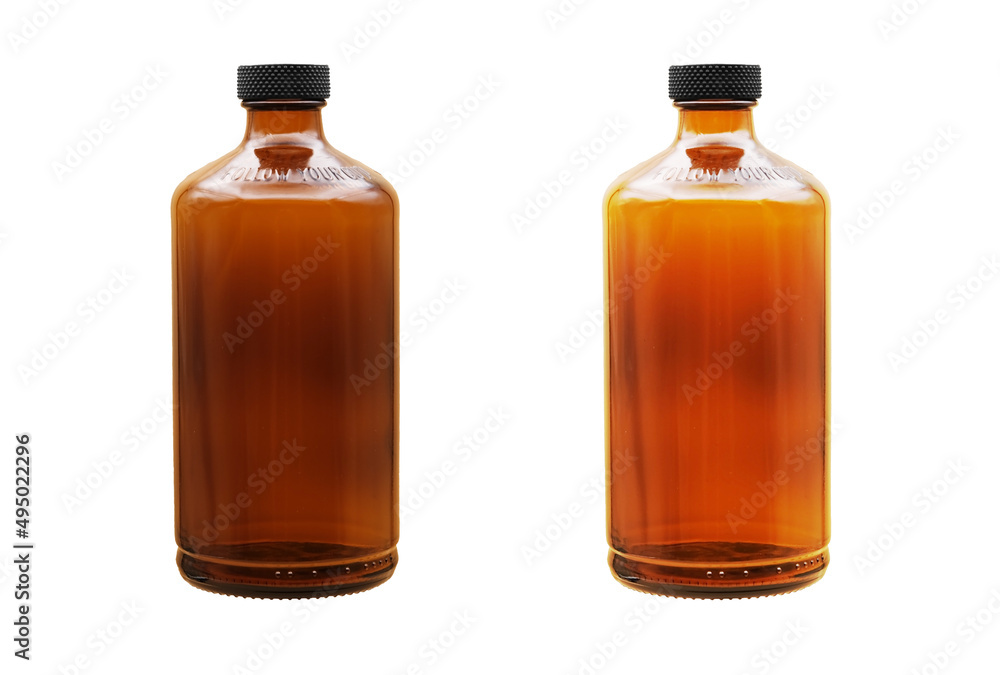 Brown Bottles with blank background for easy graphic label design