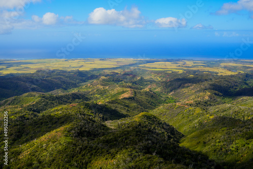Aerial view of the west of Kauai island in Hawaii, United States
