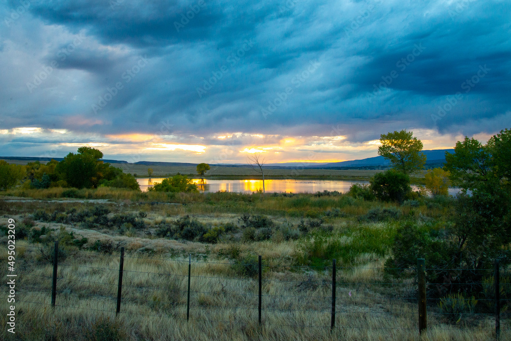 Fototapeta premium landscape. sky, nature, clouds, lake, water, sunset....