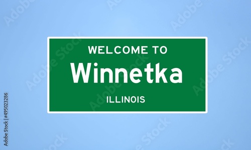 Winnetka, Illinois city limit sign. Town sign from the USA.