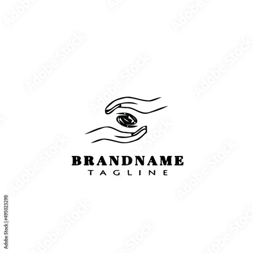 healing hand logo cartoon icon design template black isolated vector illustration