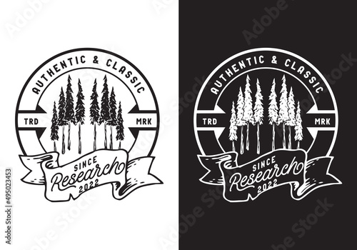 Typography Logo Research Pine Vector Illustration Template Good for Any Industry