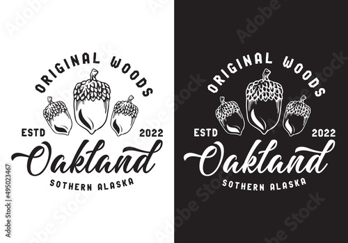 Typography Logo Oakland Original Wood Vector Illustration Template Good for Any Industry