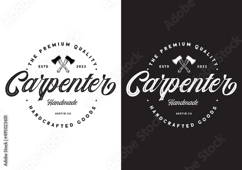 Typography Logo Carpenter Vector Illustration Template Good for Any Industry
