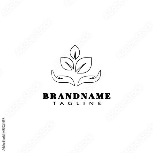 healing hand logo cartoon icon design template black isolated vector illustration