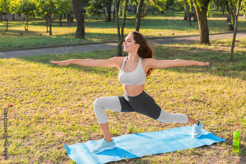 Sporty young woman training...