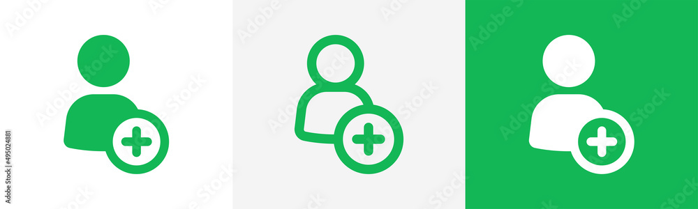 Add friend icon collection. Add new user icon set. Vector illustration Add friend icon collection. Add new user icon set. Vector illustration