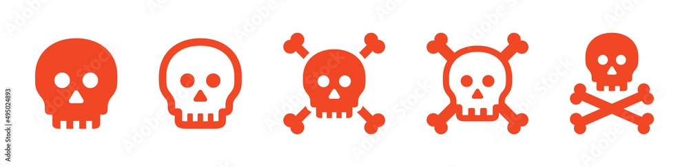 Death icon collection. Human skull with crossbones icon set. Death icon collection. Human skull with crossbones icon set.