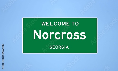 Norcross, Georgia city limit sign. Town sign from the USA. photo