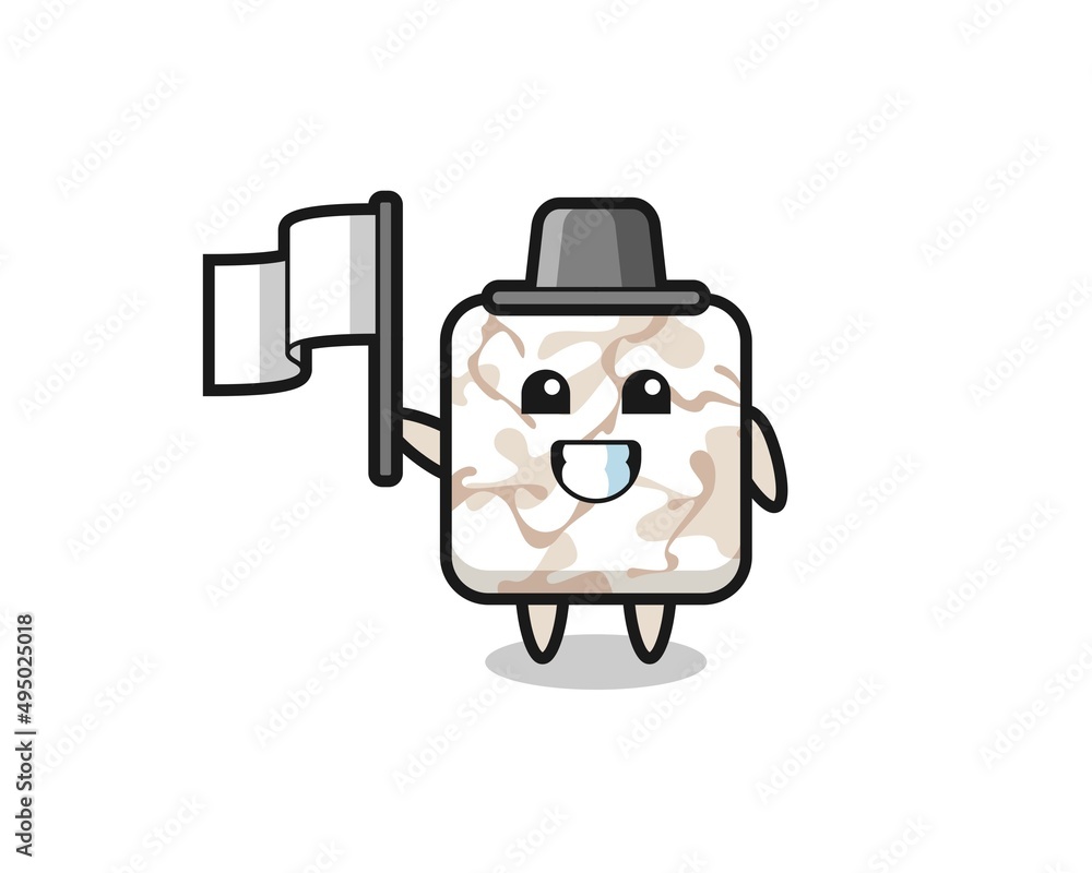 Cartoon character of ceramic tile holding a flag Cartoon character of ceramic tile holding a flag