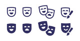 Theater mask icon collection. Masquerade symbol vector illustration.