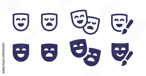 Fotobehang Theater mask icon collection