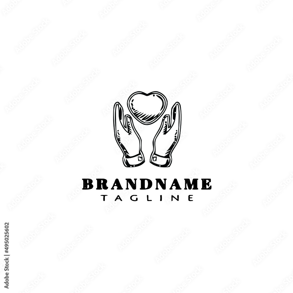 Obraz premium healing hand logo cartoon icon design template black isolated vector illustration