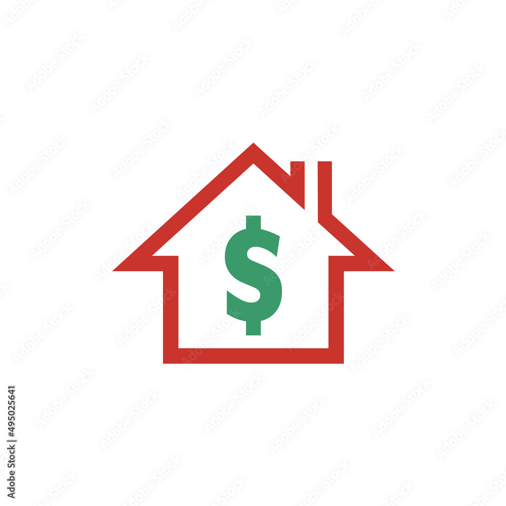 House With Money Icon Logo Vector House With Money Icon Logo Vector