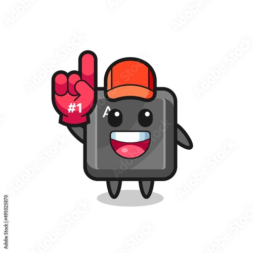 keyboard button illustration cartoon with number 1 fans glove