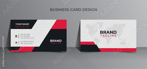 Minimal and creative vector business card template design in red color
