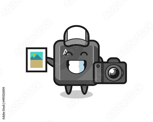 Character Illustration of keyboard button as a photographer