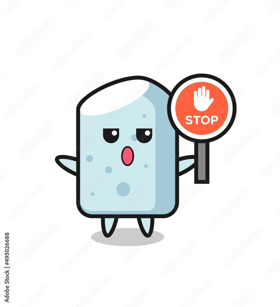 chalk character illustration holding a stop sign