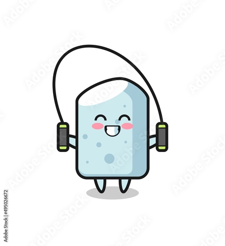 chalk character cartoon with skipping rope