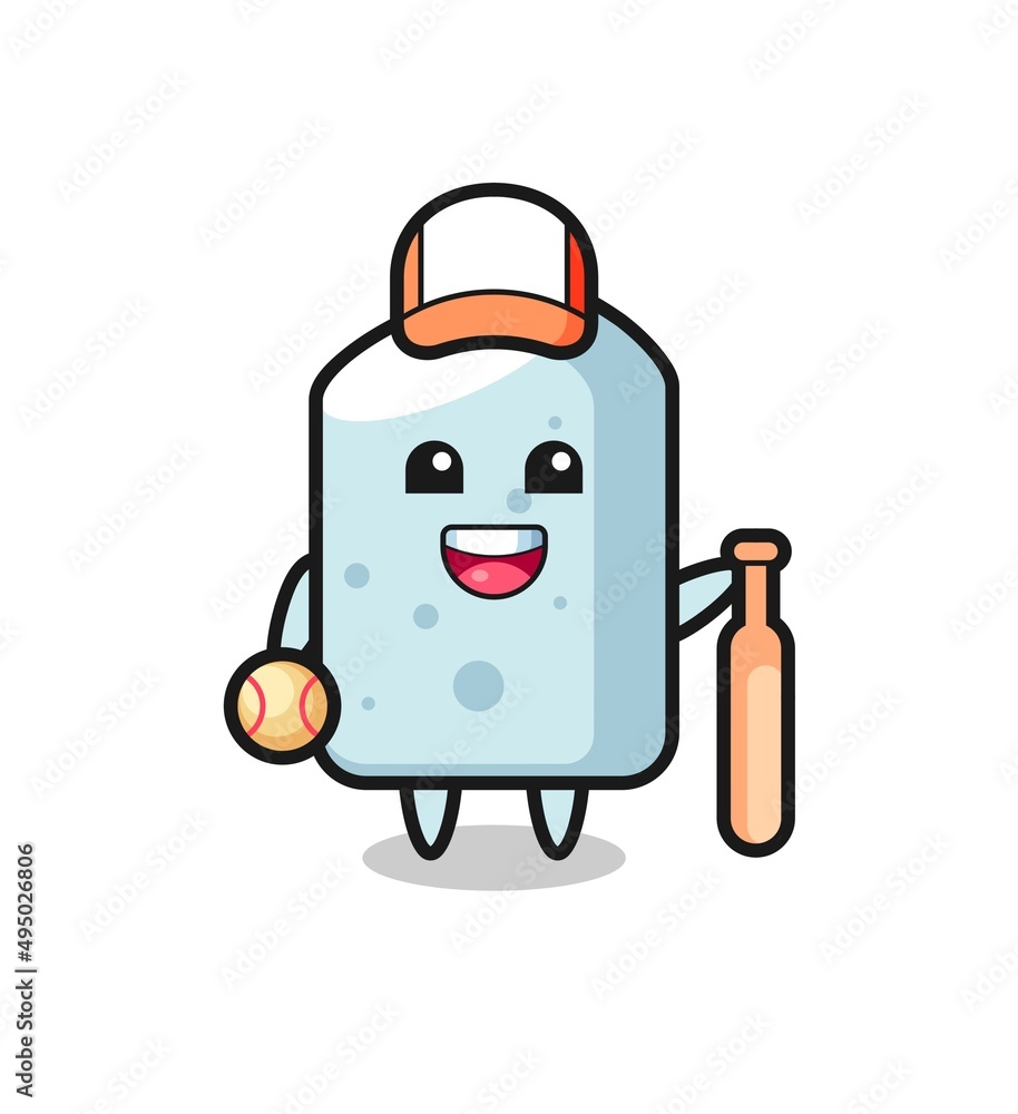 Cartoon character of chalk as a baseball player Cartoon character of chalk as a baseball player