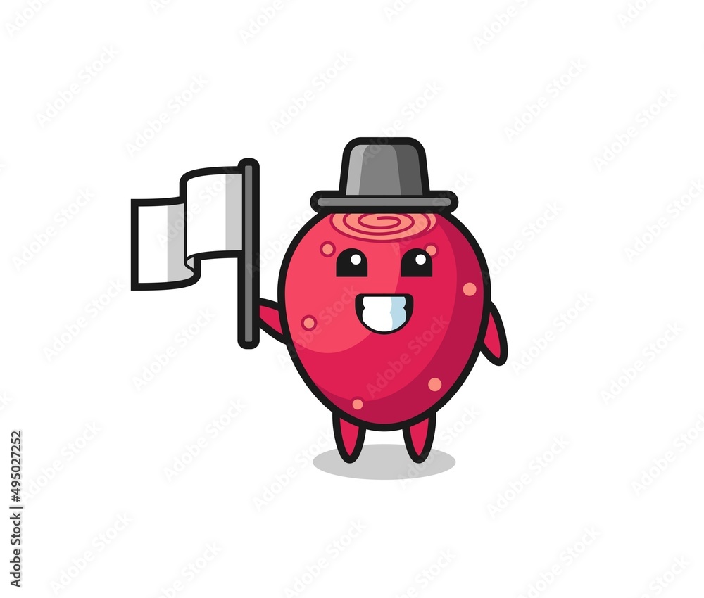 Cartoon character of prickly pear holding a flag Cartoon character of prickly pear holding a flag