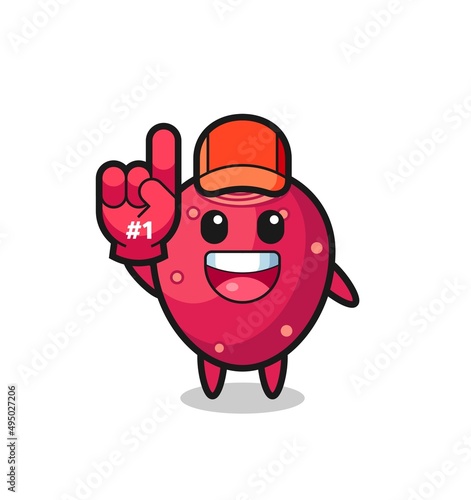 prickly pear illustration cartoon with number 1 fans glove