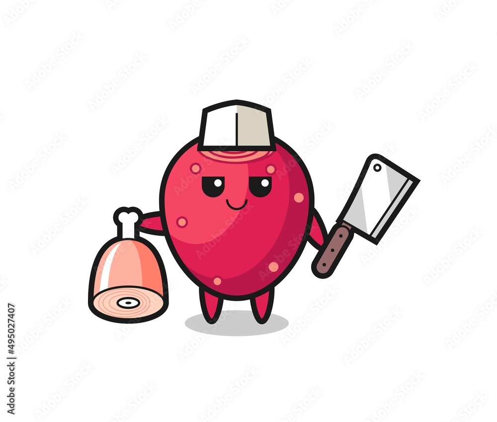 Illustration of prickly pear character as a butcher Illustration of prickly pear character as a butcher