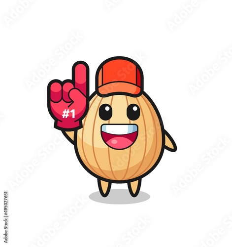 almond illustration cartoon with number 1 fans glove