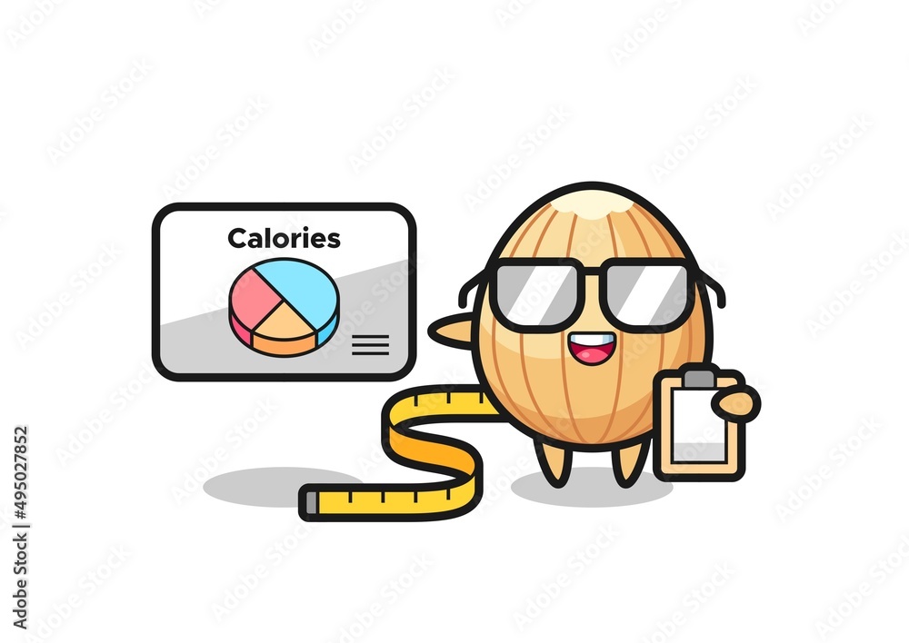 Illustration of almond mascot as a dietitian