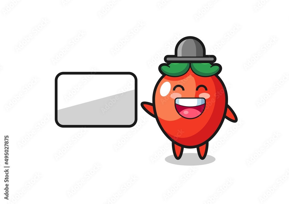 Fototapeta premium chili pepper cartoon illustration doing a presentation