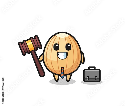 Illustration of almond mascot as a lawyer