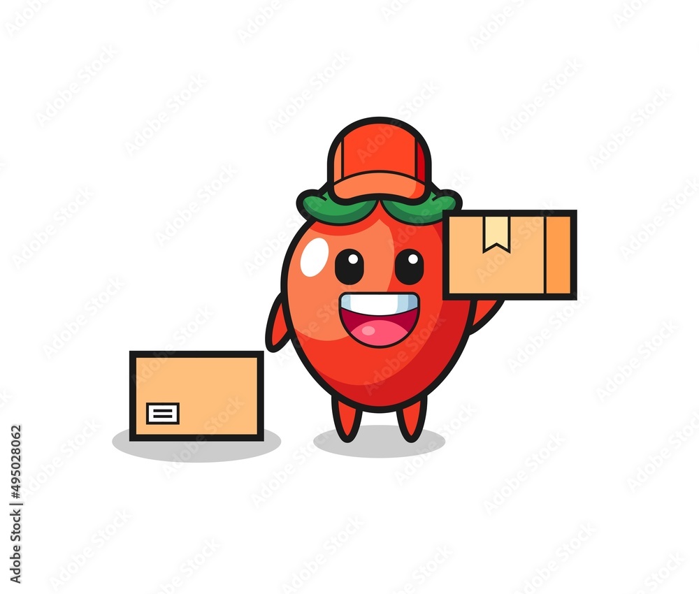 Mascot Illustration of chili pepper as a courier