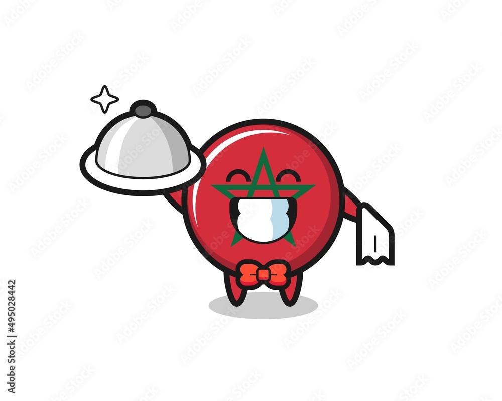 Character mascot of morocco flag as a waiters