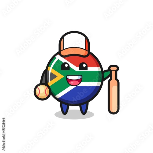 Cartoon character of south africa as a baseball player