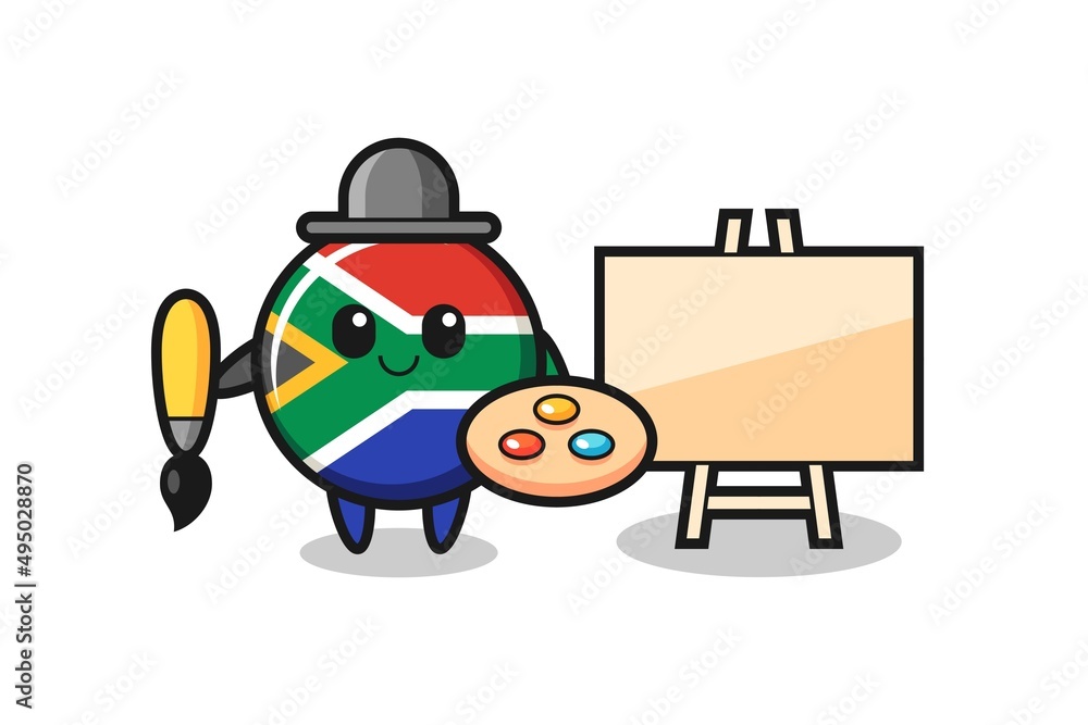 Illustration of south africa mascot as a painter