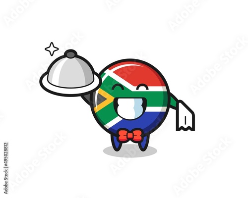 Character mascot of south africa as a waiters © heriyusuf