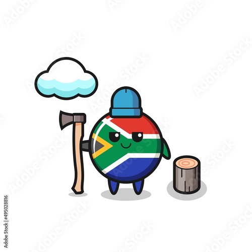 Character cartoon of south africa as a woodcutter