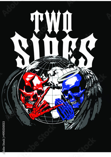 skull demon and god Vector Design for t-shirt graphics, banners, fashion prints, slogan tees, stickers, flyers, posters and other creative uses	

