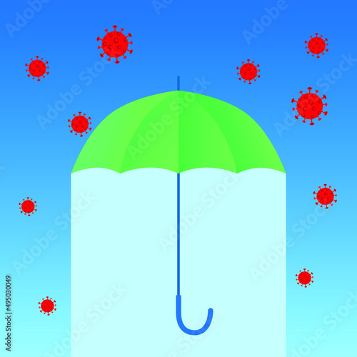 Umbrella protects against viruses, health protection concept. Vector illustration 