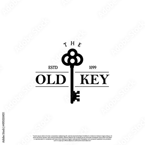 old key logo design retro hipster vintage. luxury key logo design on isolated background