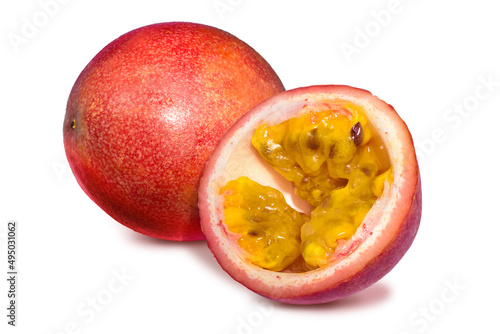 Passion fruit isolated on the white background. Clipping path
