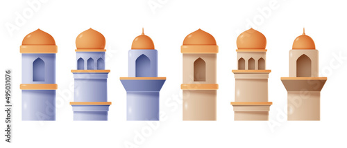 3D Illustration of Mosque Tower. Vector Illustration