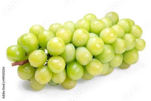 Fresh Organic Shine Muscat, Green Grapes isolated on white background with clipping path. 