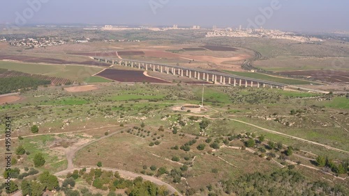 Train bridge near Modiin in Israel, 4k aerial drone view photo