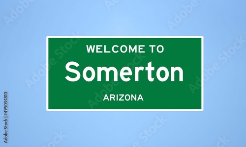 Somerton, Arizona city limit sign. Town sign from the USA.