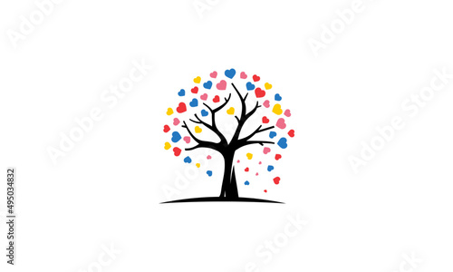 Love Tree Logo with heart vector