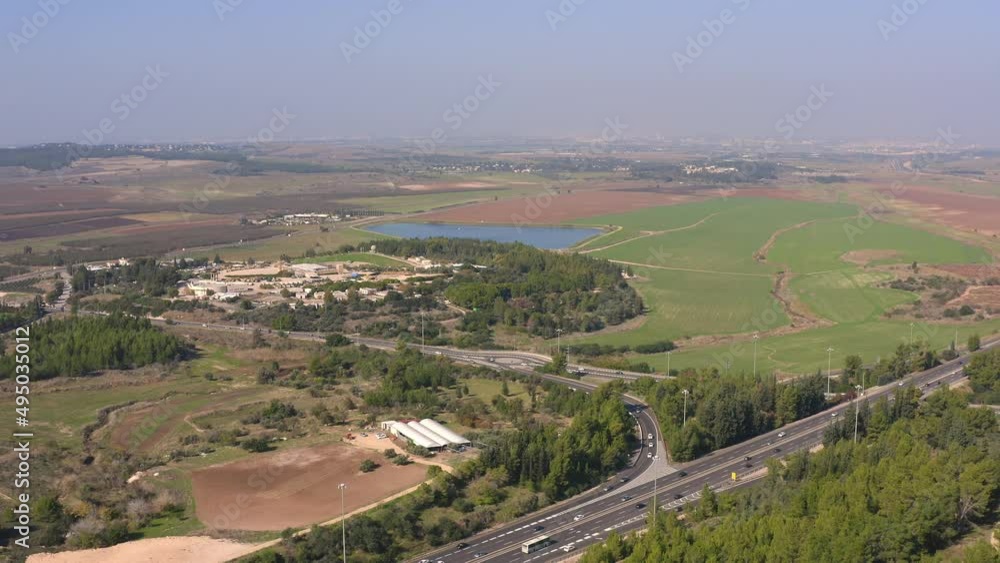 Forest valley near Modiin in Israel, 4k aerial drone view Forest valley near Modiin in Israel, 4k aerial drone view