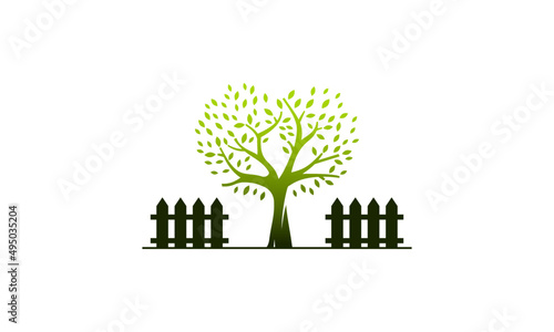 Tree of love Logo with fence vector