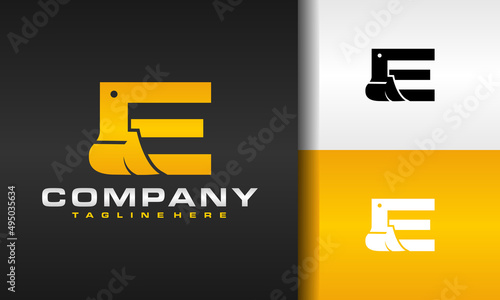 letter E excavator logo